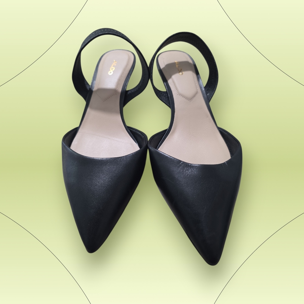 Aldo Black Pointed Toe Slingback Heels